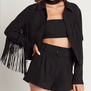 Choosy Fringed Jacket Black